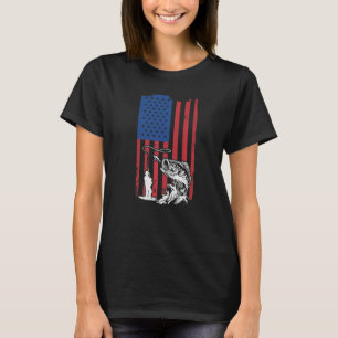 Mens American Flag Fishing For Fisherman Of Bass T-Shirt