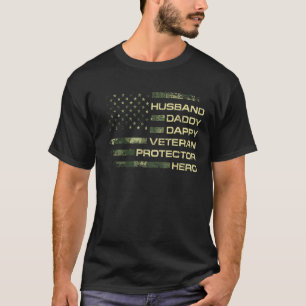 Mens American Flag Husband Daddy Dappy Veteran Pro T-Shirt