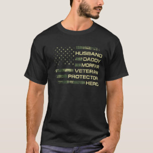 Mens American Flag Husband Daddy Morfar Veteran Pr T-Shirt
