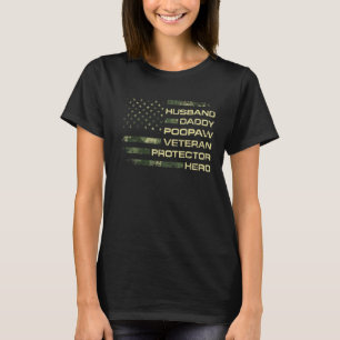 Mens American Flag Husband Daddy Poopaw Veteran Pr T-Shirt