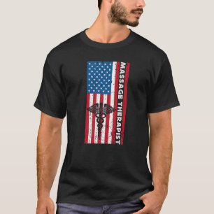Mens American Flag Massage Therapist For Men LMT M T-Shirt