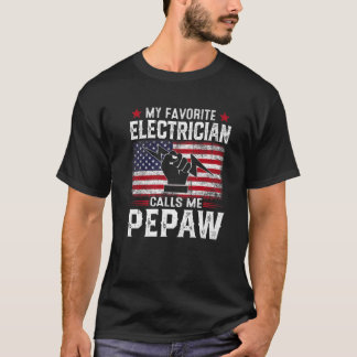 Mens American Flag My Favourite Electrician Calls  T-Shirt
