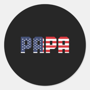 Mens American Flag Papa Men 4th Of July Classic Round Sticker