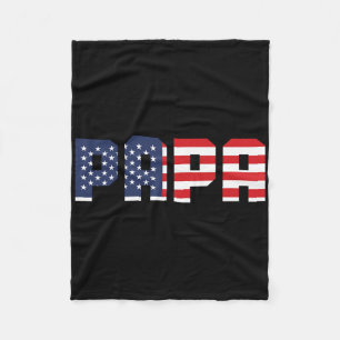 Mens American Flag Papa Men 4th Of July  Fleece Blanket