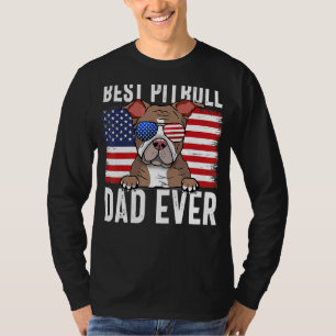 Mens American Flag Pitbull Dad Dog For Fathers Da T-Shirt