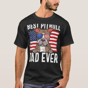 Mens American Flag Pitbull Dad Dog For Fathers Da T-Shirt