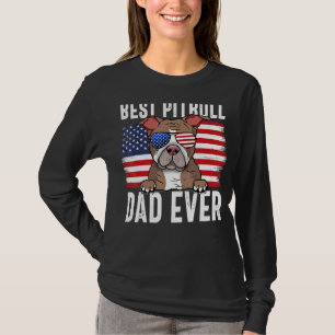 Mens American Flag Pitbull Dad Dog For Fathers Da T-Shirt