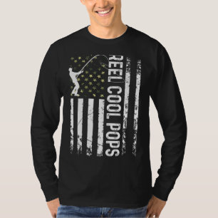 Mens American Flag Reel Cool Pops For Daddy Husban T-Shirt