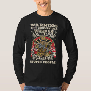 Mens American Flag Veterans Day Patriotic Grumpy V T-Shirt