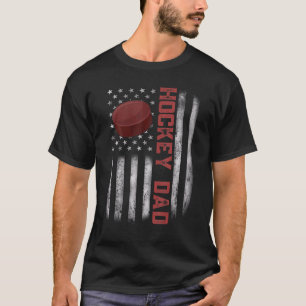 Mens American Flag Vintage Hockey Flag Dad Father' T-Shirt