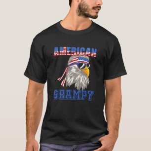 Mens American Grampy Eagle Flag 4th July T-Shirt