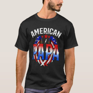 Mens American Papa Wings Papa Usa Fathers Day & 4 T-Shirt