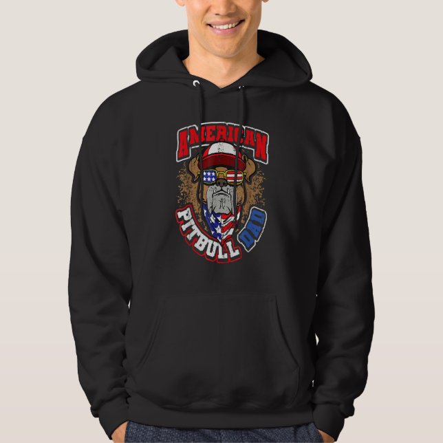 Mens American Pitbull Dad 4th Of July Hoodie (Front)