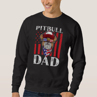 Mens American Pitbull Dad Usa Flag Sweatshirt