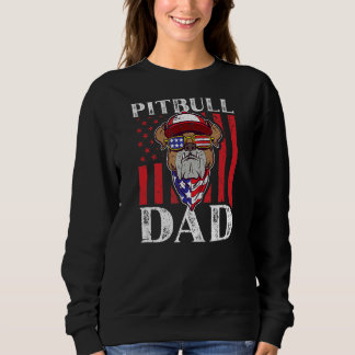 Mens American Pitbull Dad Usa Flag Sweatshirt