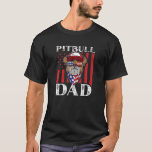 Mens American Pitbull Dad USA Flag T-Shirt