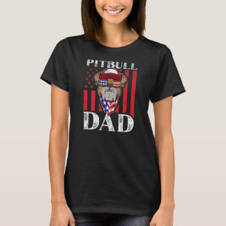 Mens American Pitbull Dad Usa Flag T-Shirt