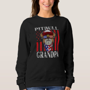 Mens American Pitbull Grandpa Usa Flag Sweatshirt