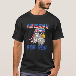 Mens American Pop Pop Eagle Flag 4th July T-Shirt