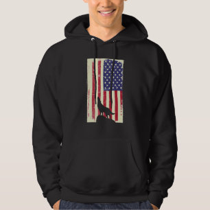 Mens American Wolf Hunter Patriotic For Dad Father Hoodie