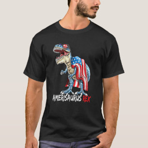 Mens Amerisaurus T Rex Dinosaur 4th Of July Kids B T-Shirt