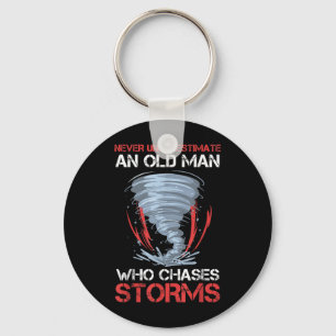 Mens An Old Man Who Chases Storms Storm Key Ring