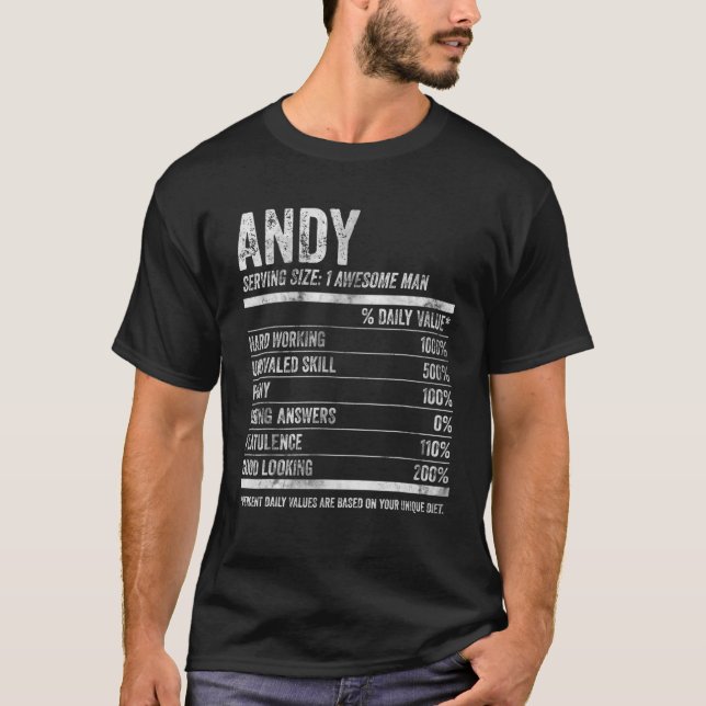 Mens Andy Nutrition Personalised Name Funny Name F T-Shirt (Front)