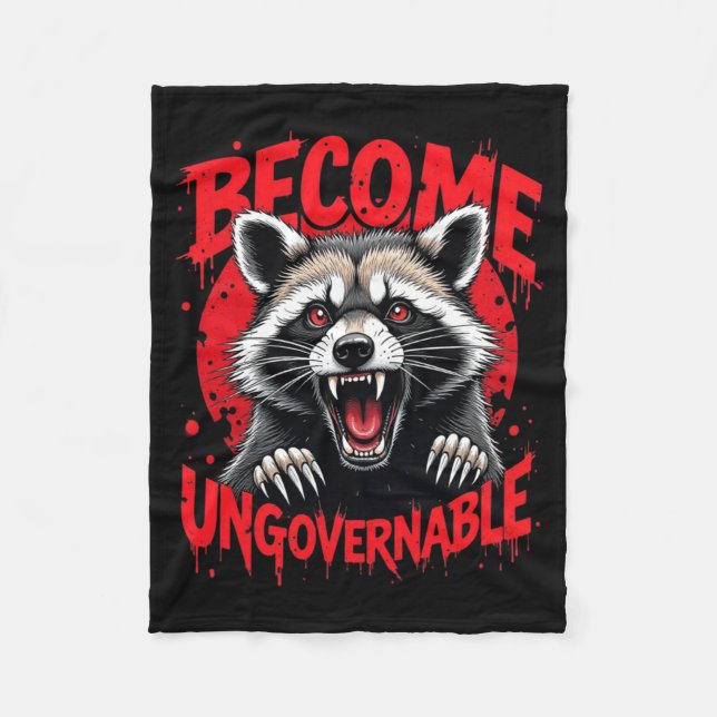 Mens Angry Racoon Become Ungovernable Performance Fleece Blanket (Front)