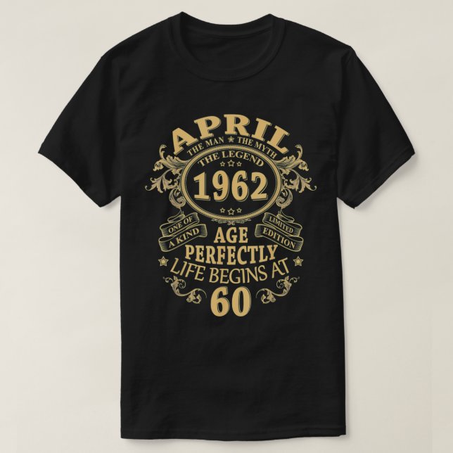 Mens April 1962 The Man Myth Legend 60 Year Old Bi T-Shirt (Design Front)