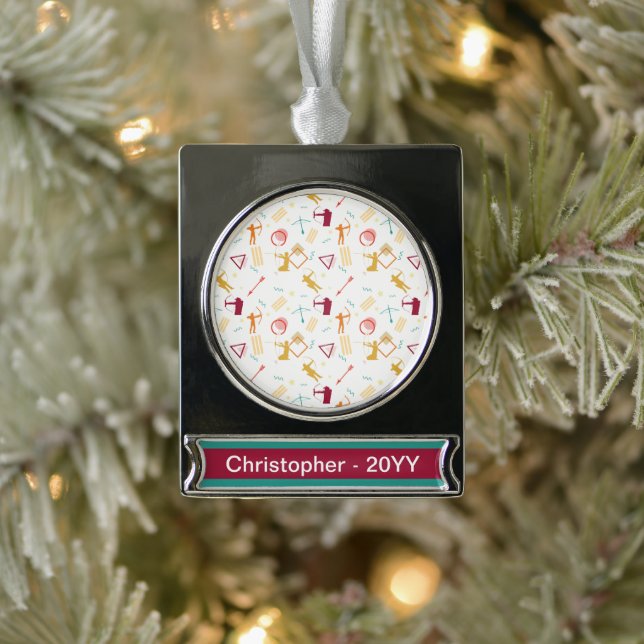 Men's Archery - Boys Bow and Arrow Pattern Silver Plated Banner Ornament (Tree)