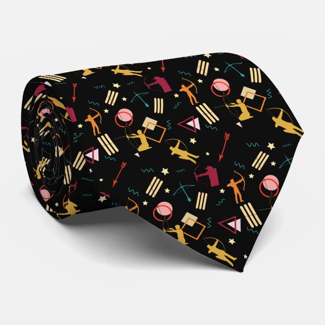 Mens Archery - Boys Bow n Arrow Geometric Art Tie (Rolled)