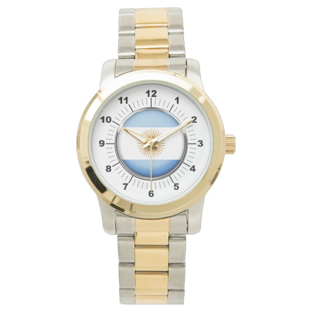 Men's Argentina Flag Oversized Two-Tone Watch (Front)