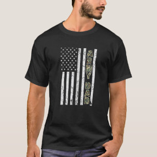 Mens Army Dad American Flag Military Camouflage Fa T-Shirt