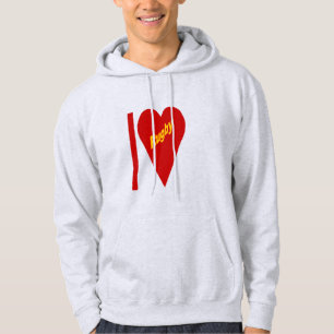 Men's Ash Hair Sweat I LOVE RUGBY Hoodie