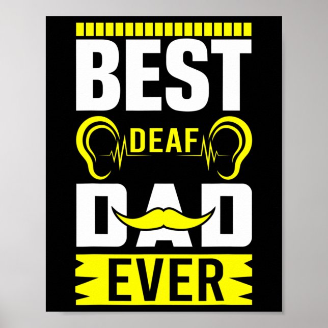 Mens Asl Best Deaf Dad Ever Sign Language Deaf Awa (Front)