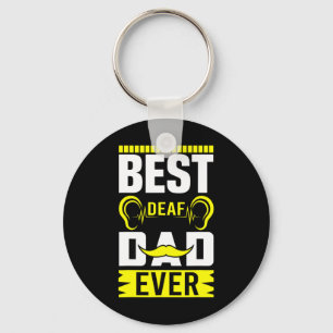 Mens ASL Best Deaf Dad Ever Sign Language Deaf Awa Key Ring