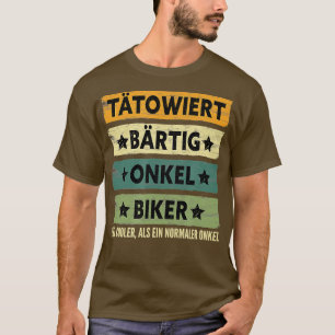Mens attooed beard uncle biker motorcyclist  T-Shirt