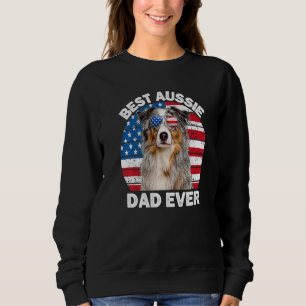 Mens Aussie Dad American Flag Australian Shepherd  Sweatshirt
