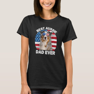 Mens Aussie Dad American Flag Australian Shepherd T-Shirt