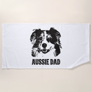 Mens Aussie Dad - Australian Shepherd Dog Dad Beach Towel