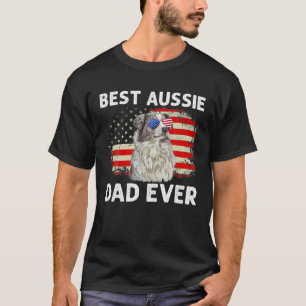Mens Australian Shepherd.Dad American Flag Dog Lov T-Shirt