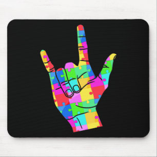 Mens Autism Awareness Sign Language Gifts ASL Lov Mouse Pad
