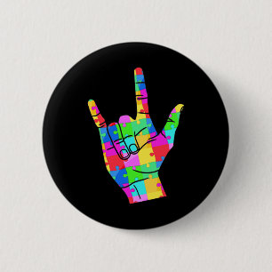 Mens Autism Awareness Sign Language Gifts Asl Love 6 Cm Round Badge