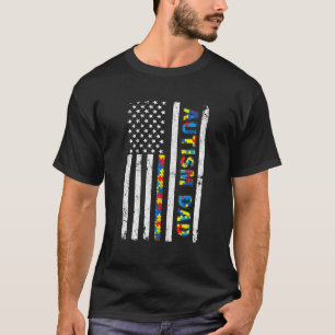 Mens Autism Dad Distressed American Flag Shirt Fat