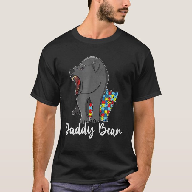 Mens Autism Daddy Bear Support Autistic Daddy Bear T-Shirt (Front)