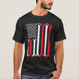 Mens Auto Repairman Car Mechanic USA Flag 4th of j T-Shirt