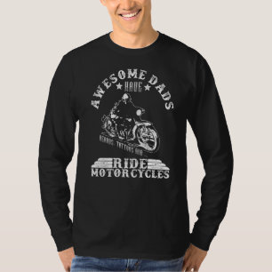 Mens Awesome Dads Have Tattoos Beards And Ride Mot T-Shirt