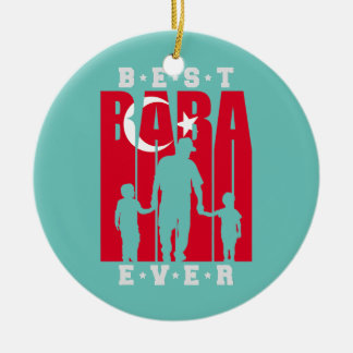 Mens Baba with two Sons Fathers Day turkish Dad 2 Ceramic Tree Decoration