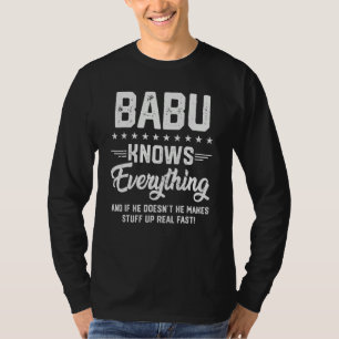 Mens Babu Knows Everything Swahili Grandpa Jokes T-Shirt