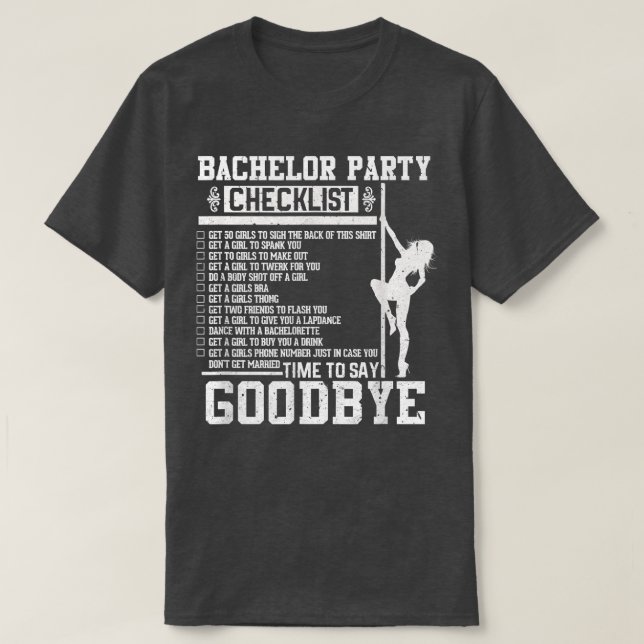 Mens Bachelor Party Checklist Groom Groomsmen Wedd T-Shirt (Design Front)